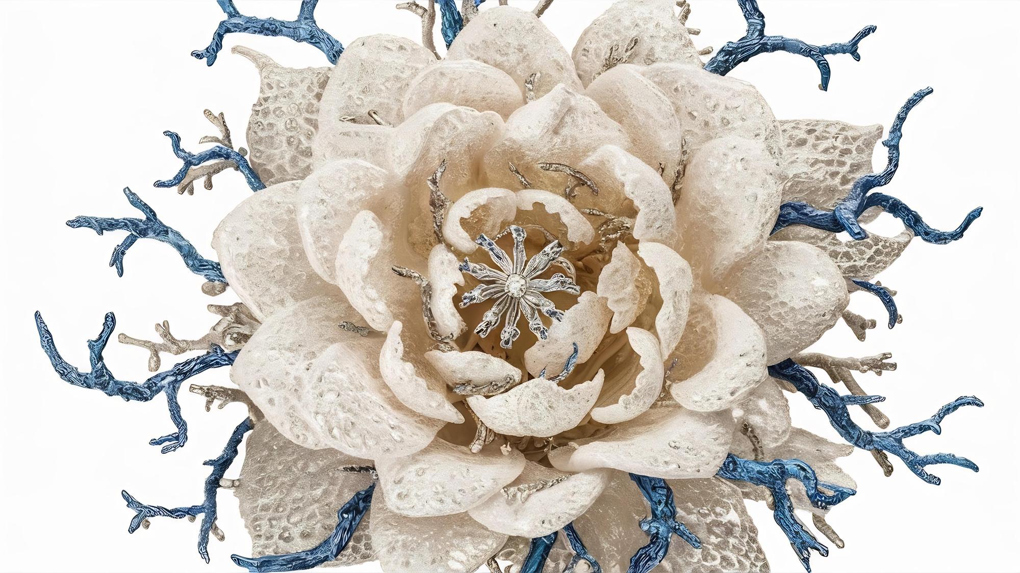 Detail of embroidered floral pattern